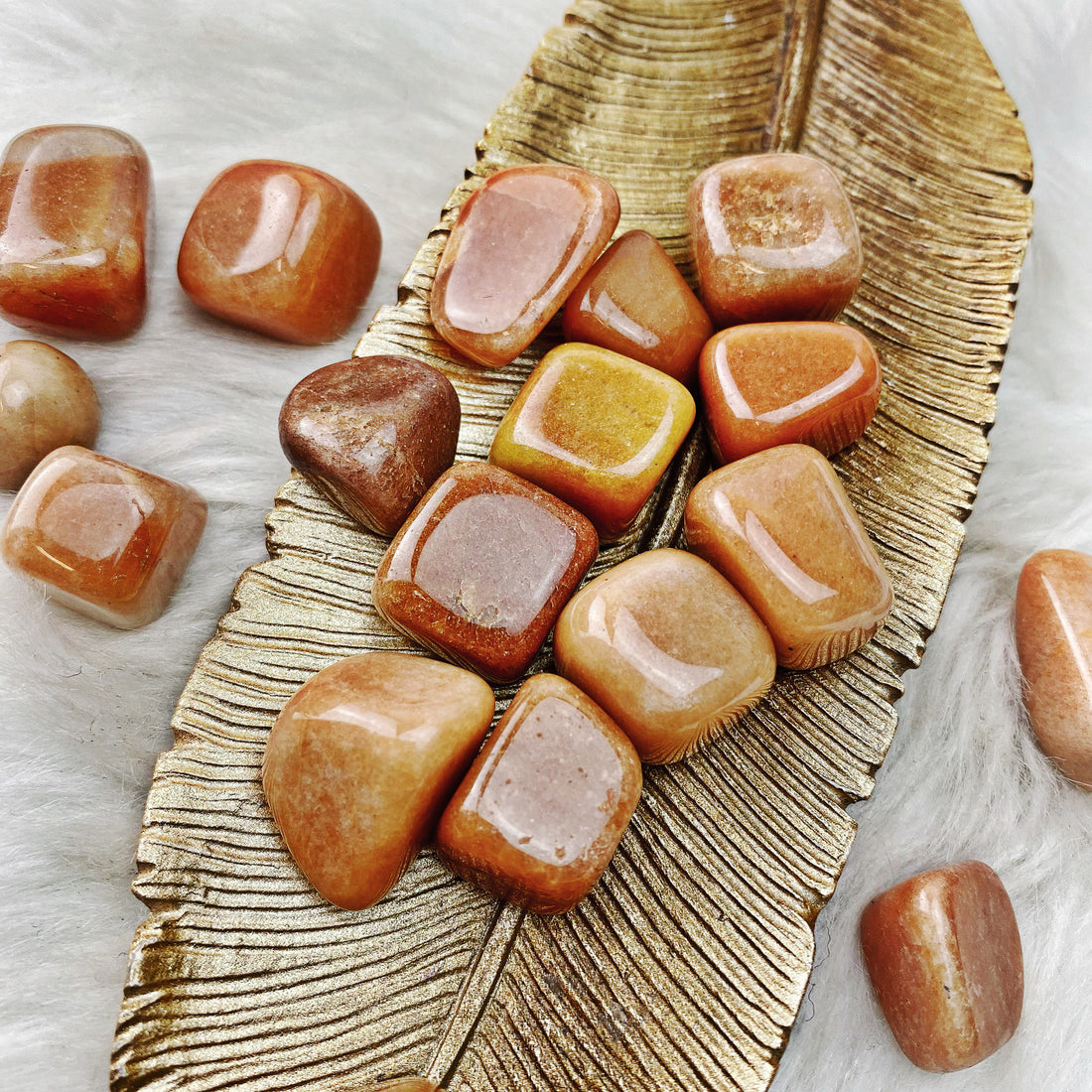 Red Aventurine Tumbled Stones (Set of 3) (62) - The Bead N Crystal & Enclave Gems