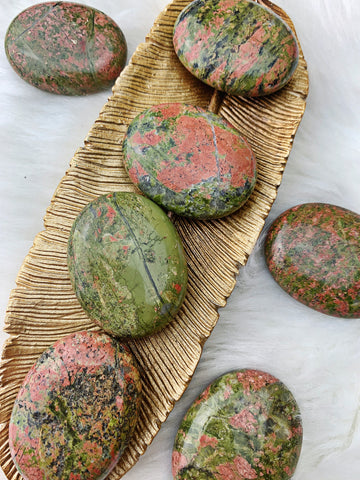 Unakite Palm Stone (660) - The Bead N Crystal & Enclave Gems