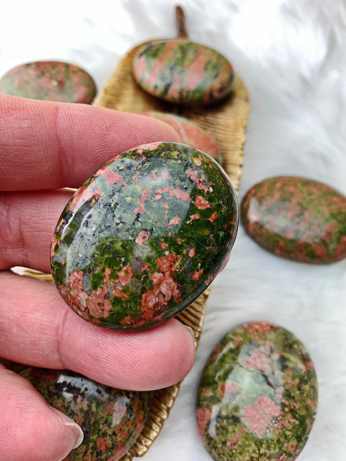 Unakite Palm Stone (660) - The Bead N Crystal & Enclave Gems