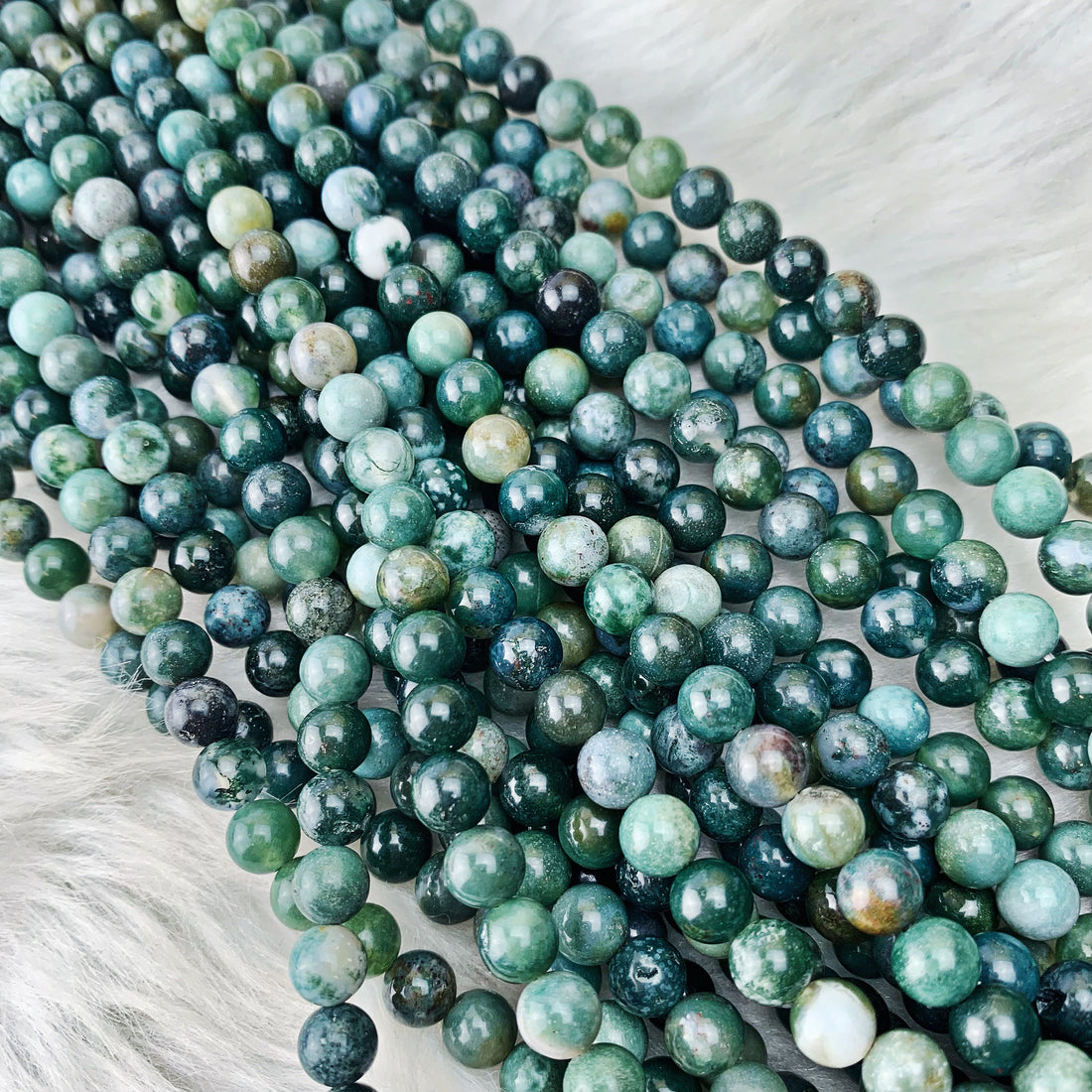 Moss Agate 6 mm - The Bead N Crystal & Enclave Gems