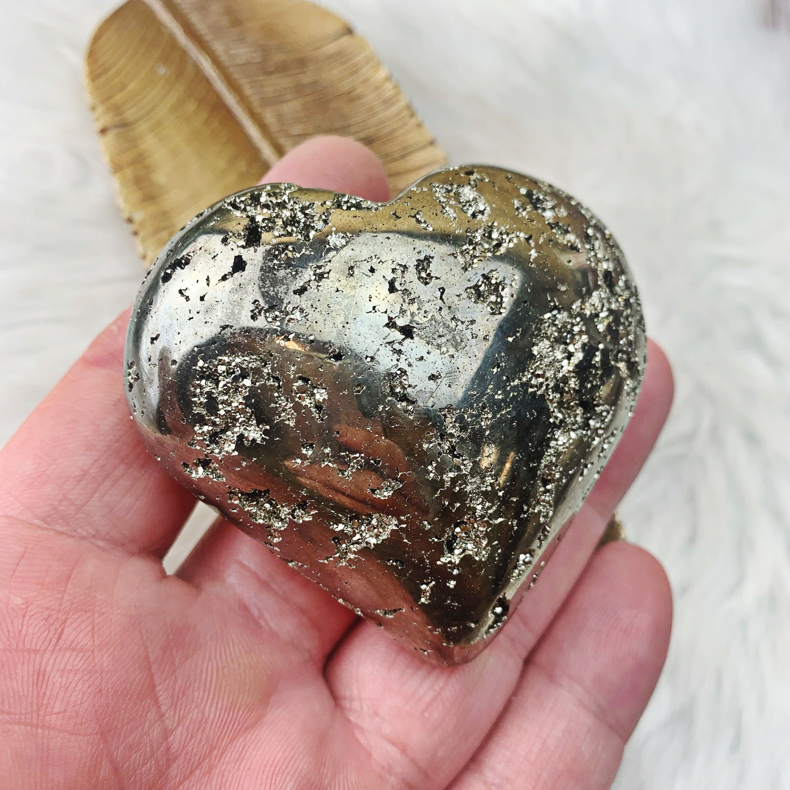 Pyrite Heart Lg (31) - The Bead N Crystal & Enclave Gems