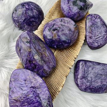 Charoite Palm Stones (927) - The Bead Shoppe