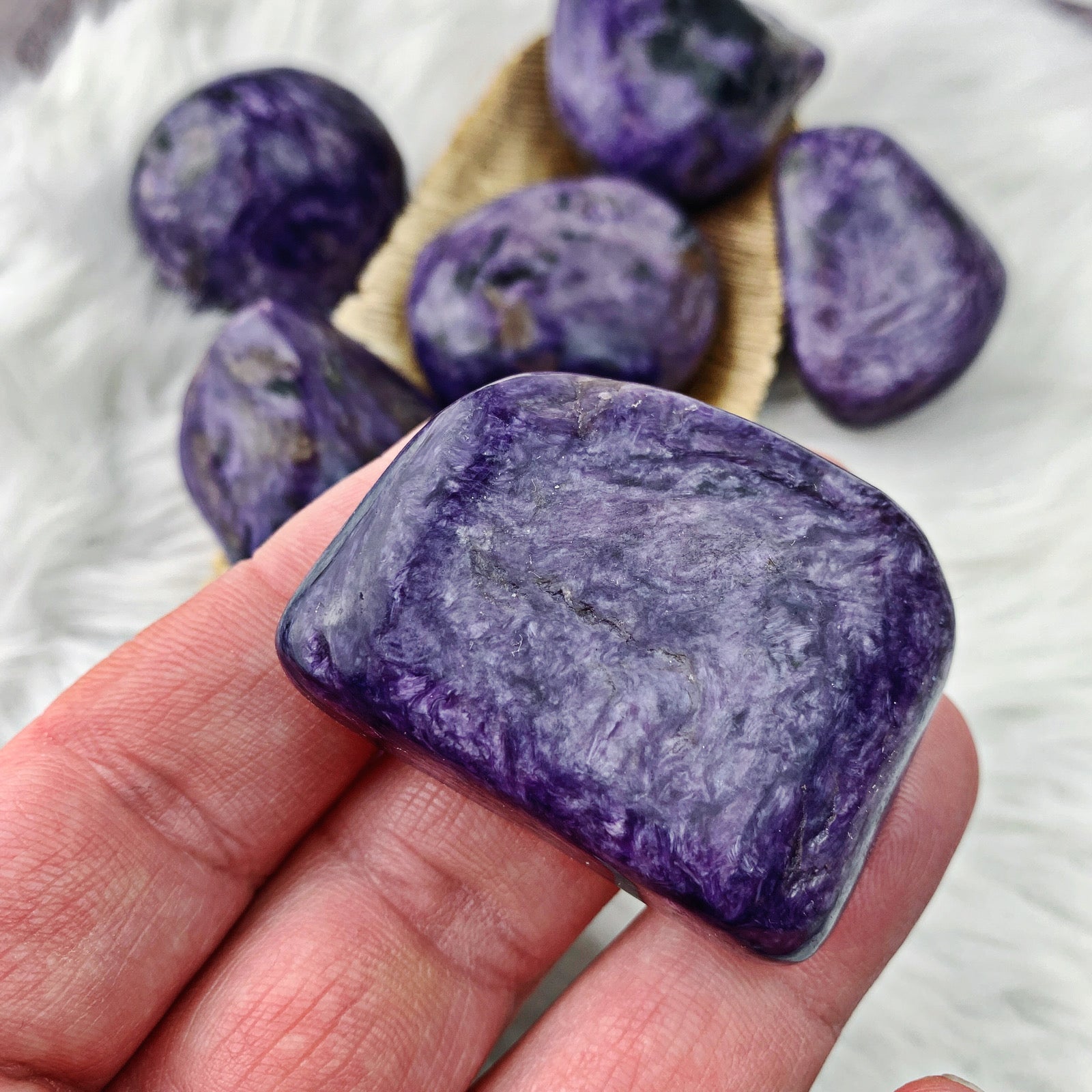 Charoite Palm Stones (927) - The Bead Shoppe