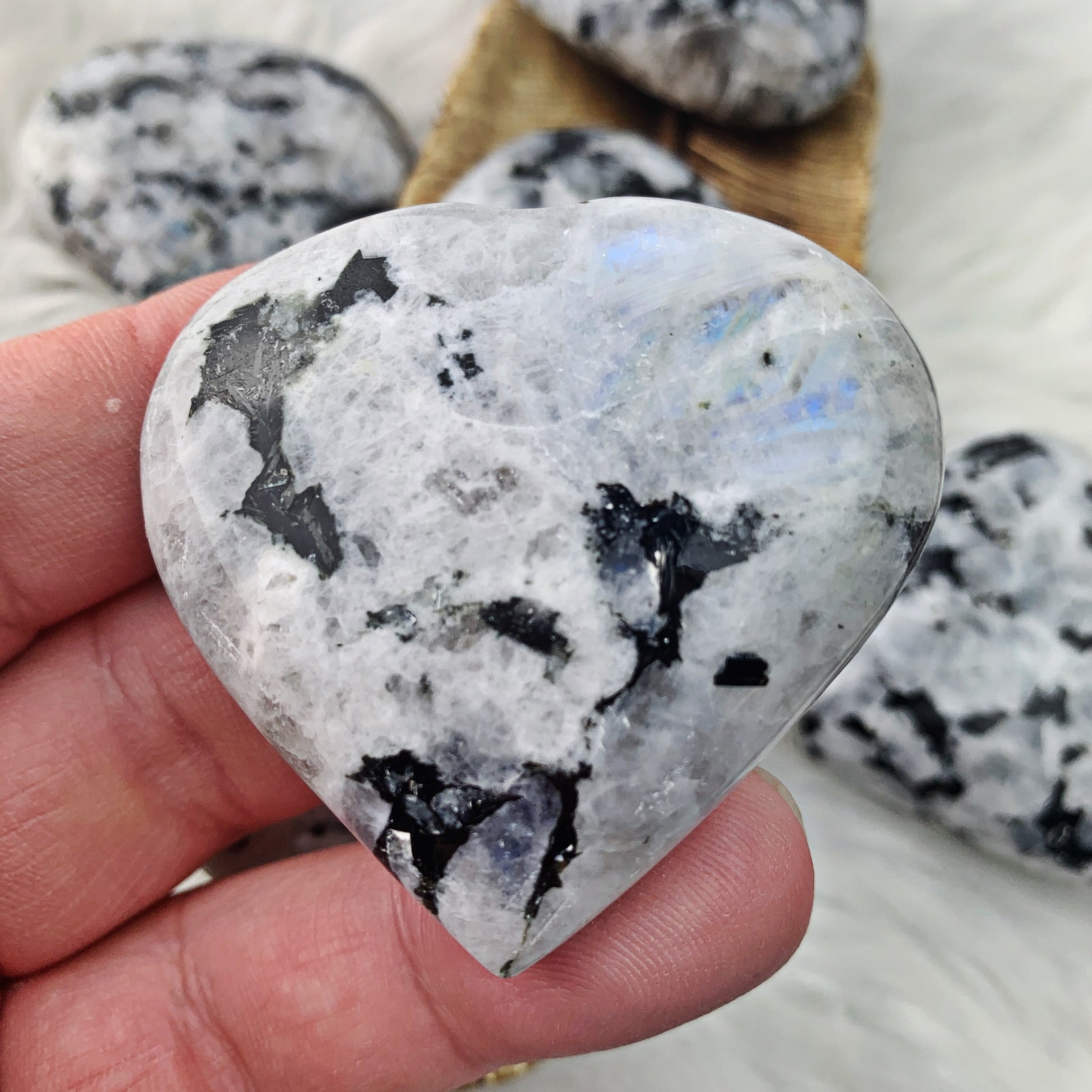 Rainbow Moonstone Hearts (929) - The Bead Shoppe