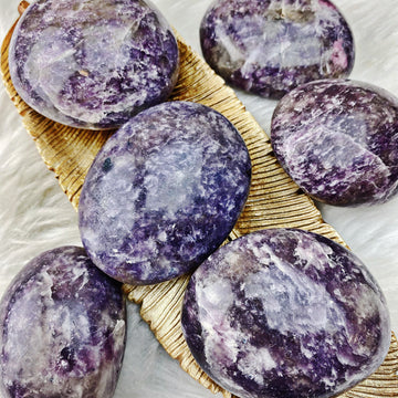 Lepidolite Palm Stone LG - The Bead N Crystal & Enclave Gems