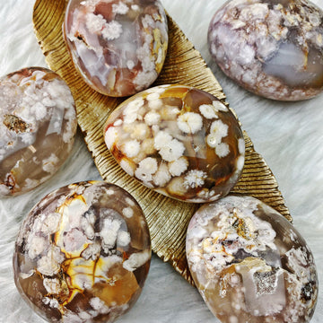 Flower Agate Palm Stone - Stunning Inclusions - The Bead N Crystal & Enclave Gems