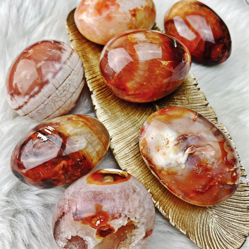 Carnelian Palm Stones - Madagascar, Beautiful Orange - The Bead N Crystal & Enclave Gems