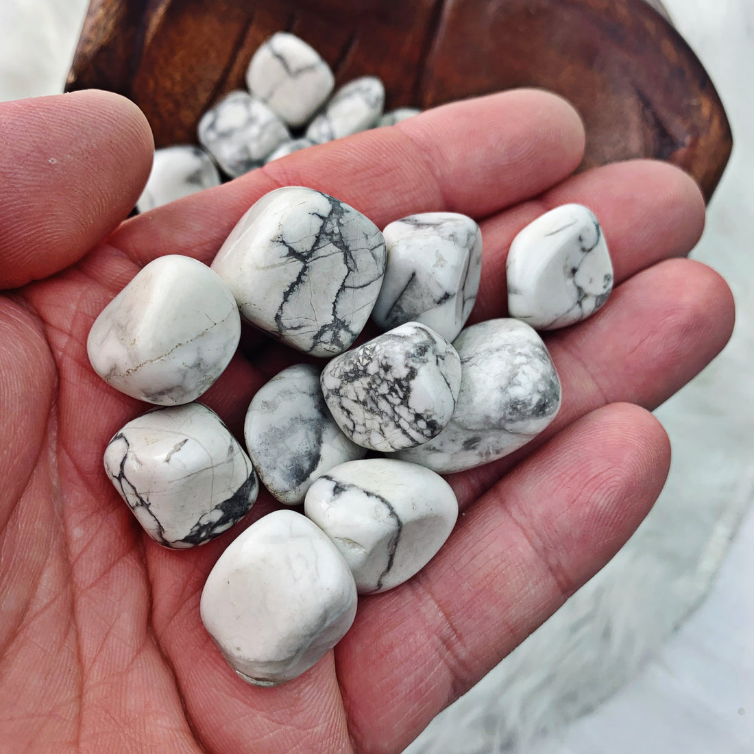 Howlite Tumbled Stones (Set of 3) (827) - The Bead Shoppe