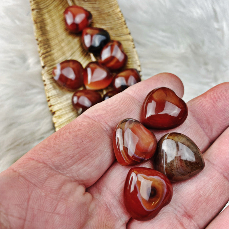 Carnelian Hearts Sm - CUTE - The Bead N Crystal & Enclave Gems