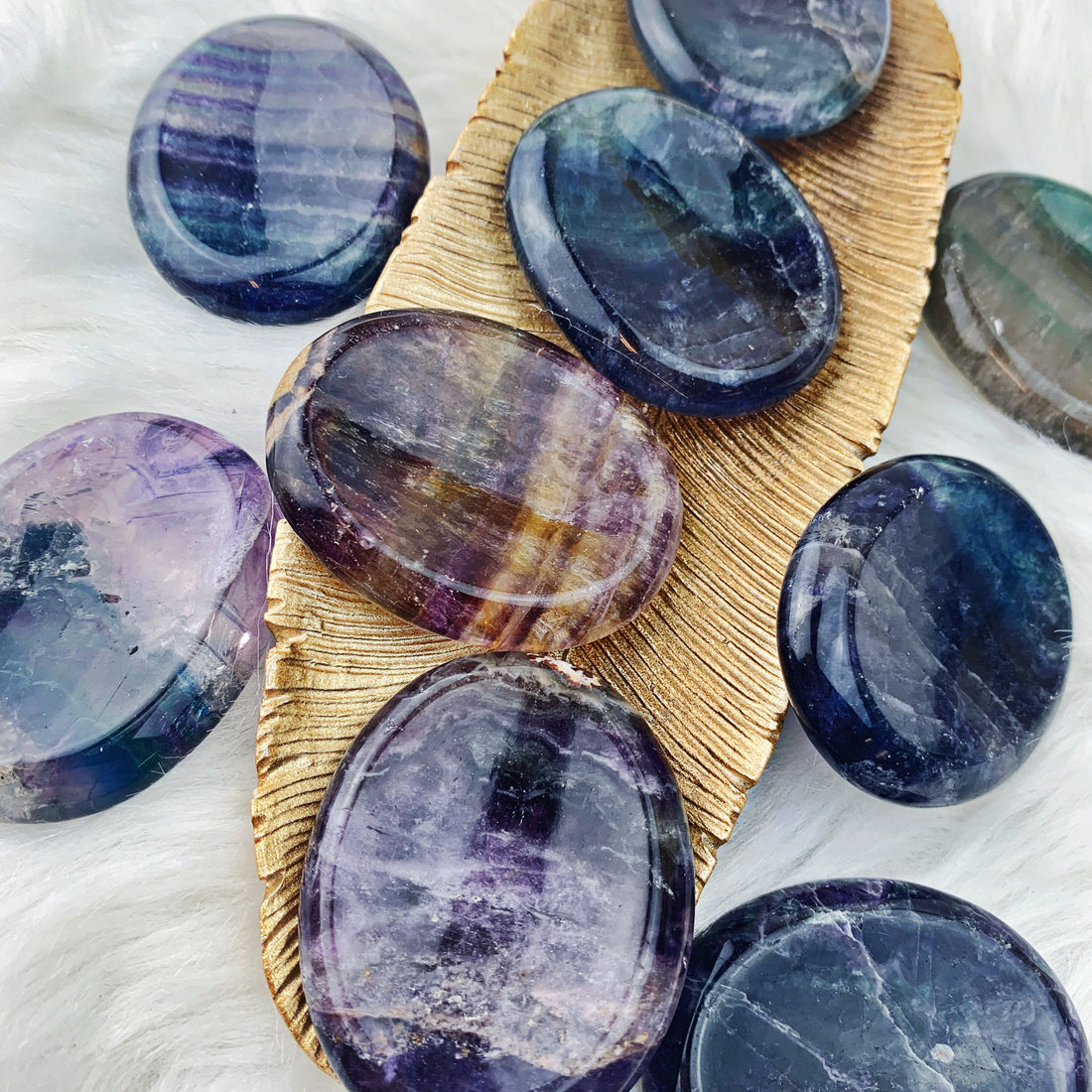 Fluorite Worry Stone Palm Stone (837) - The Bead Shoppe