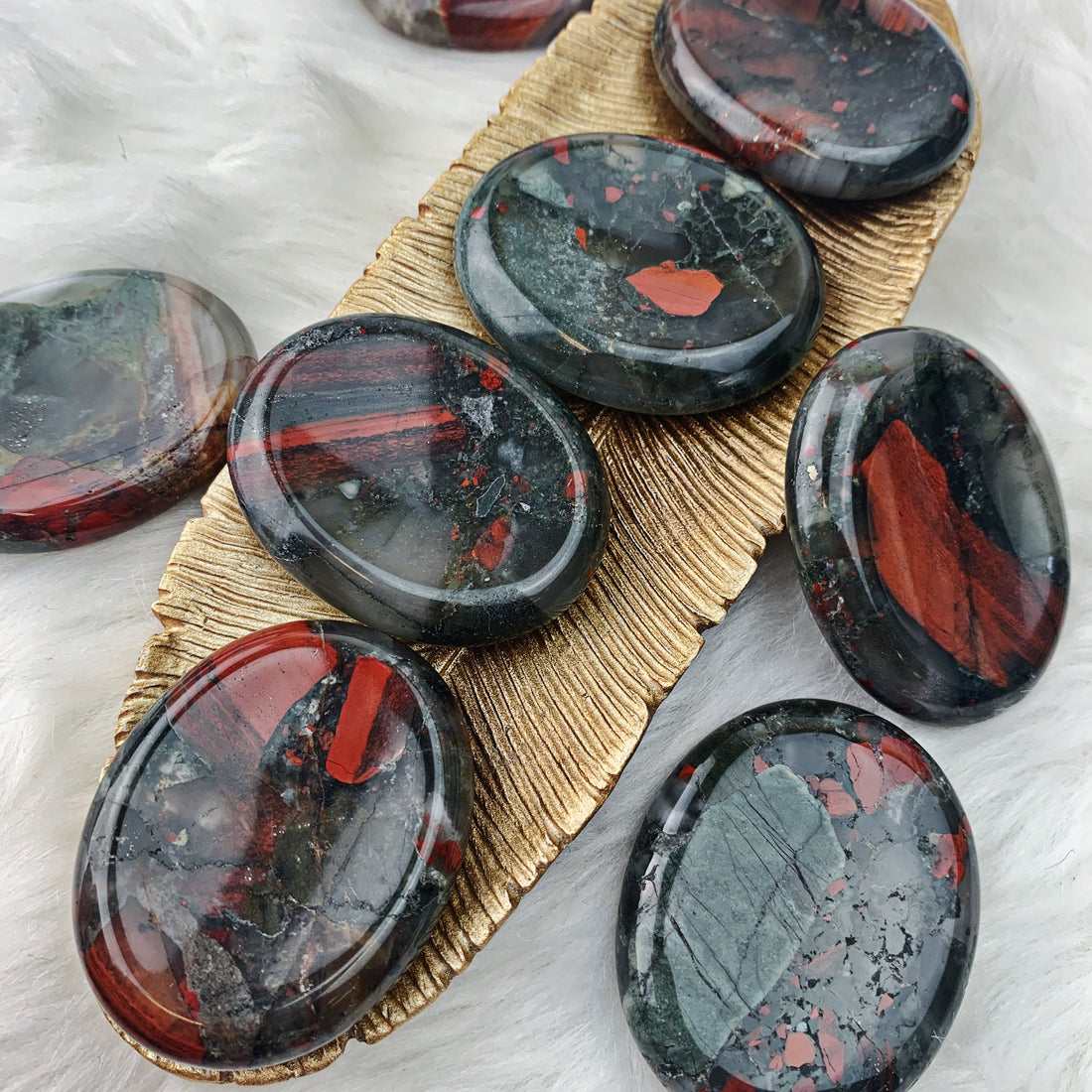 Bloodstone Jasper Worry Stone Palm Stone (841) - The Bead Shoppe