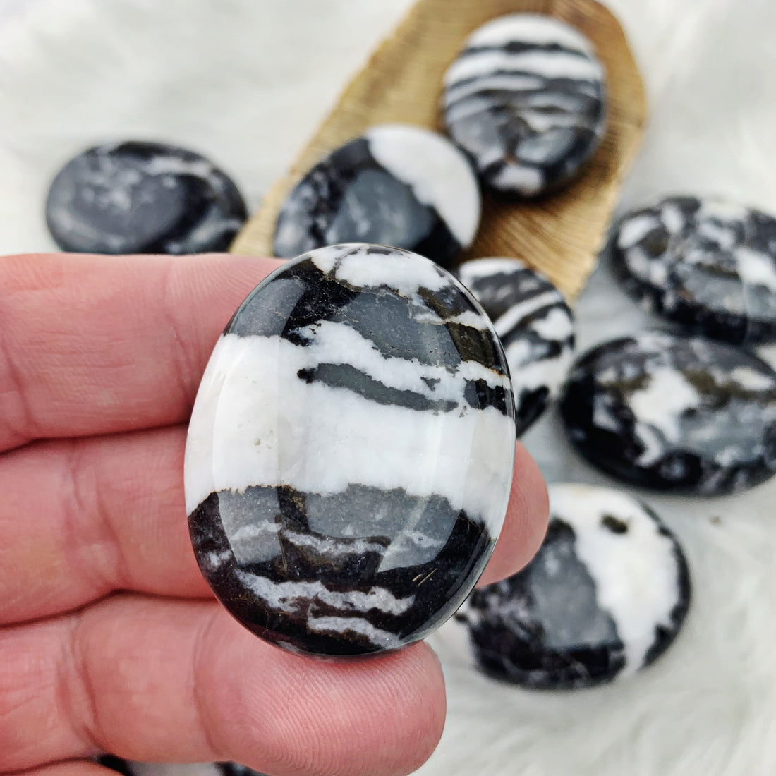 Zebra Jasper Palm Stone (851) - The Bead Shoppe