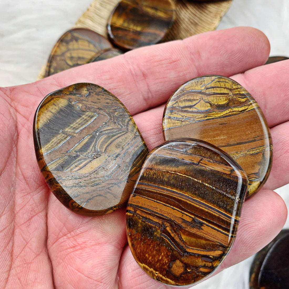 Tiger's Eye Palm Stone (854) - The Bead Shoppe