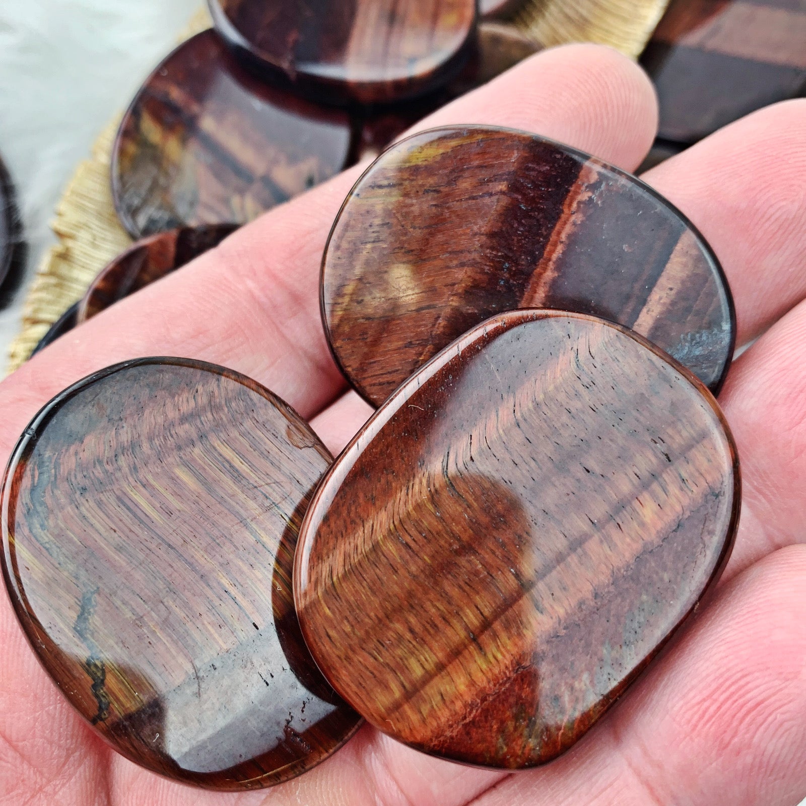 Red Tiger's Eye Palm Stone (855) - The Bead Shoppe