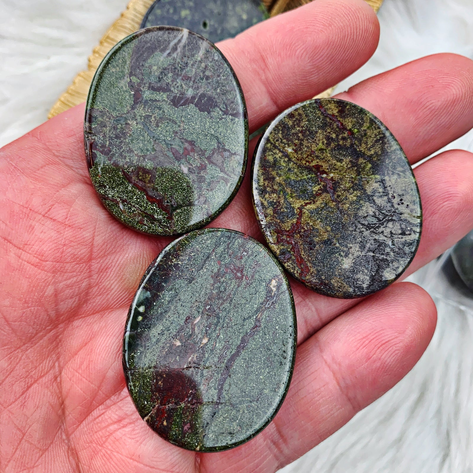 Dragon's Blood Jasper Palm Stone (857) - The Bead Shoppe