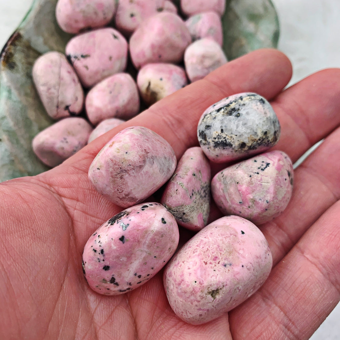 Rhodonite Tumbled Stone (876) - The Bead Shoppe