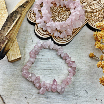 Rose Quartz Chip Stretch Bracelet - The Bead N Crystal & Enclave Gems