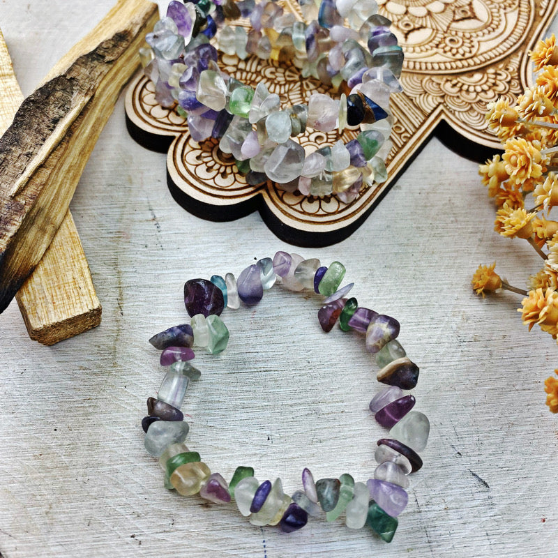 Fluorite Chip Stretch Bracelet - The Bead N Crystal & Enclave Gems