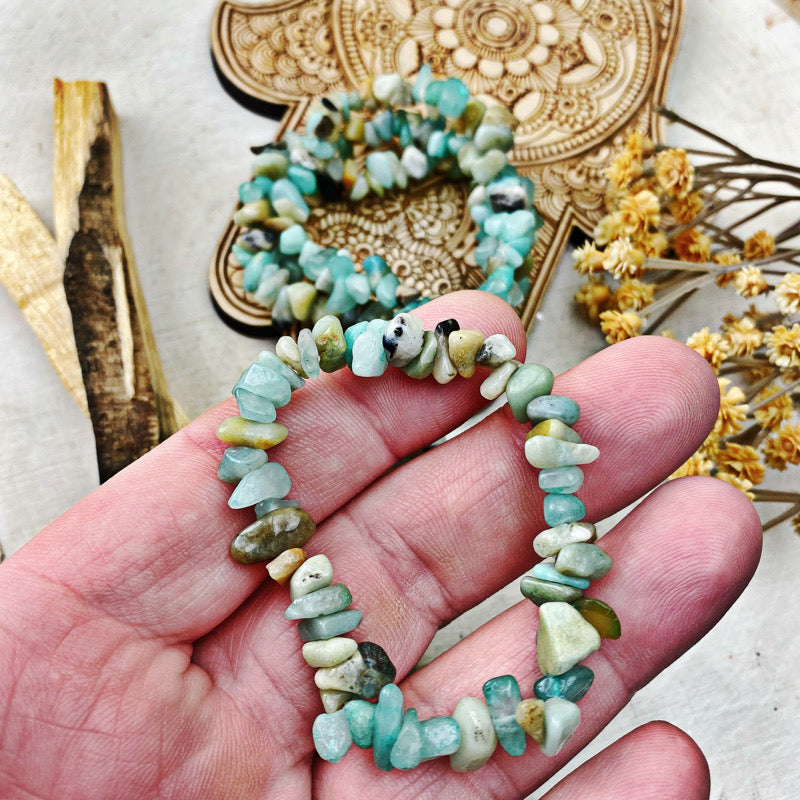 Amazonite Chip Stretch Bracelet - The Bead N Crystal & Enclave Gems