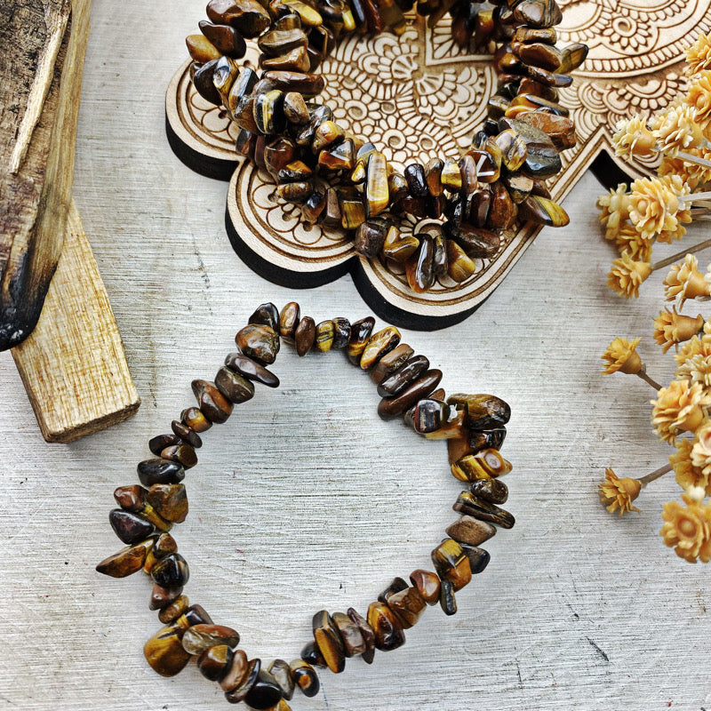 Tiger's Eye Chip Stretch Bracelet - The Bead N Crystal & Enclave Gems