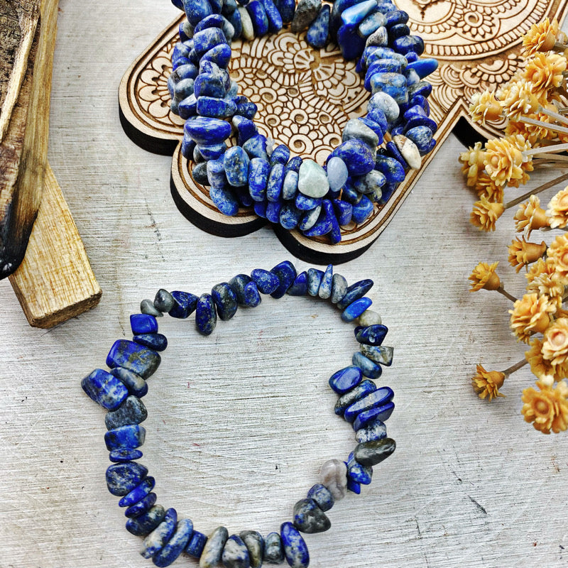 Lapis Lazuli Chip Stretch Bracelet - The Bead N Crystal & Enclave Gems