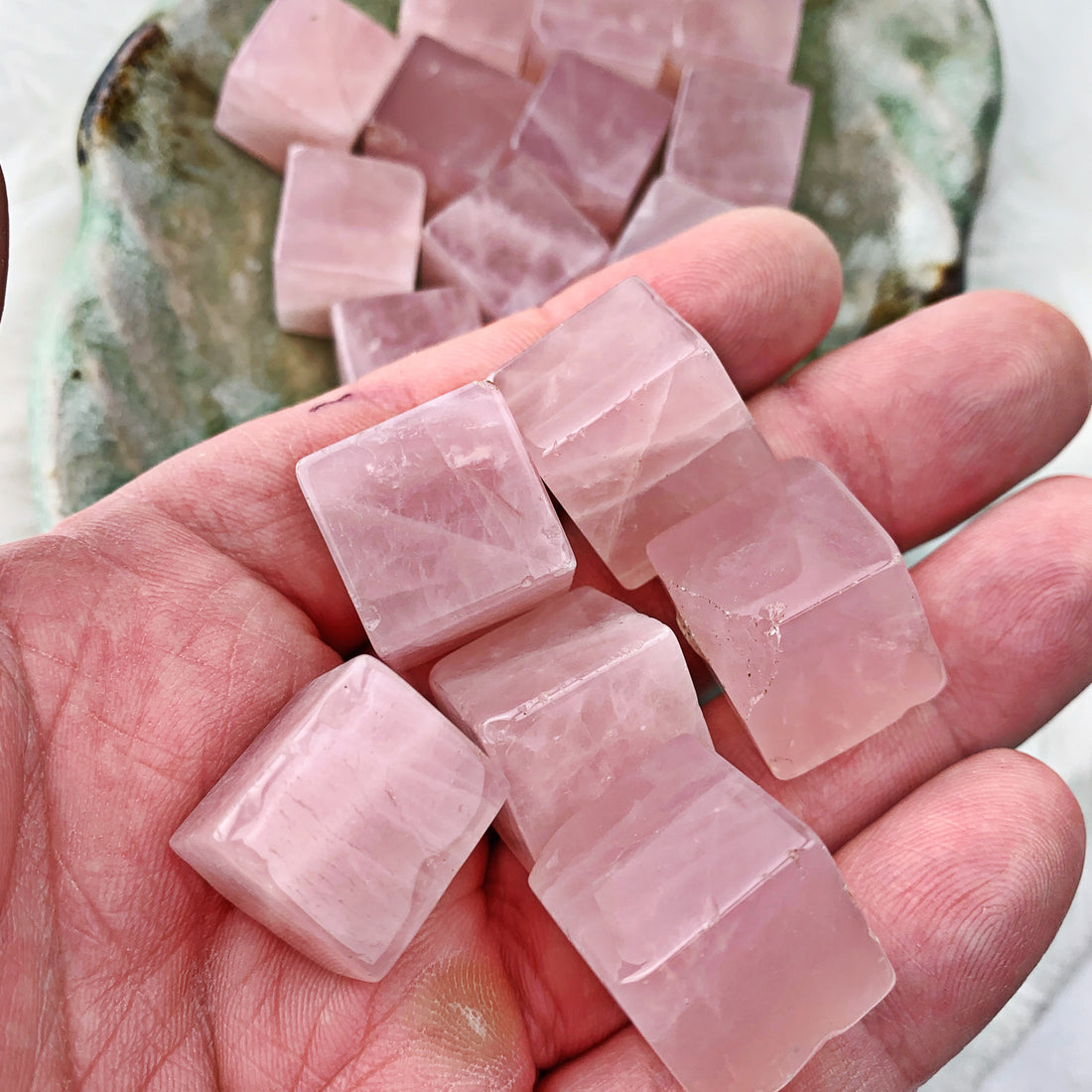 Rose Quartz Cubes (884) - The Bead Shoppe