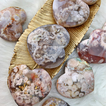 Flower Agate Heart (886) - The Bead Shoppe