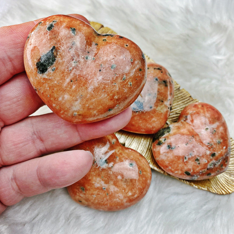 STUNNING Orange Calcite Heart LG - The Bead N Crystal & Enclave Gems