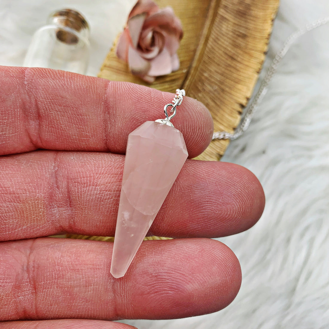 Rose Quartz Pendulum (893) - The Bead Shoppe