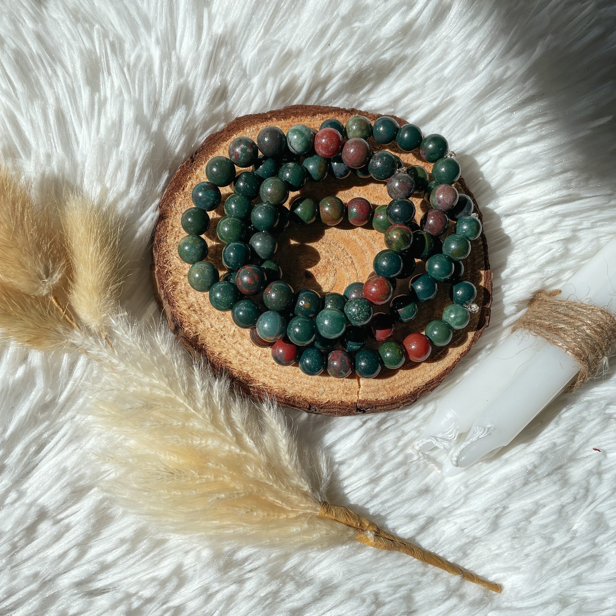 Bloodstone Stretch Bracelet 8 mm - The Bead N Crystal & Enclave Gems