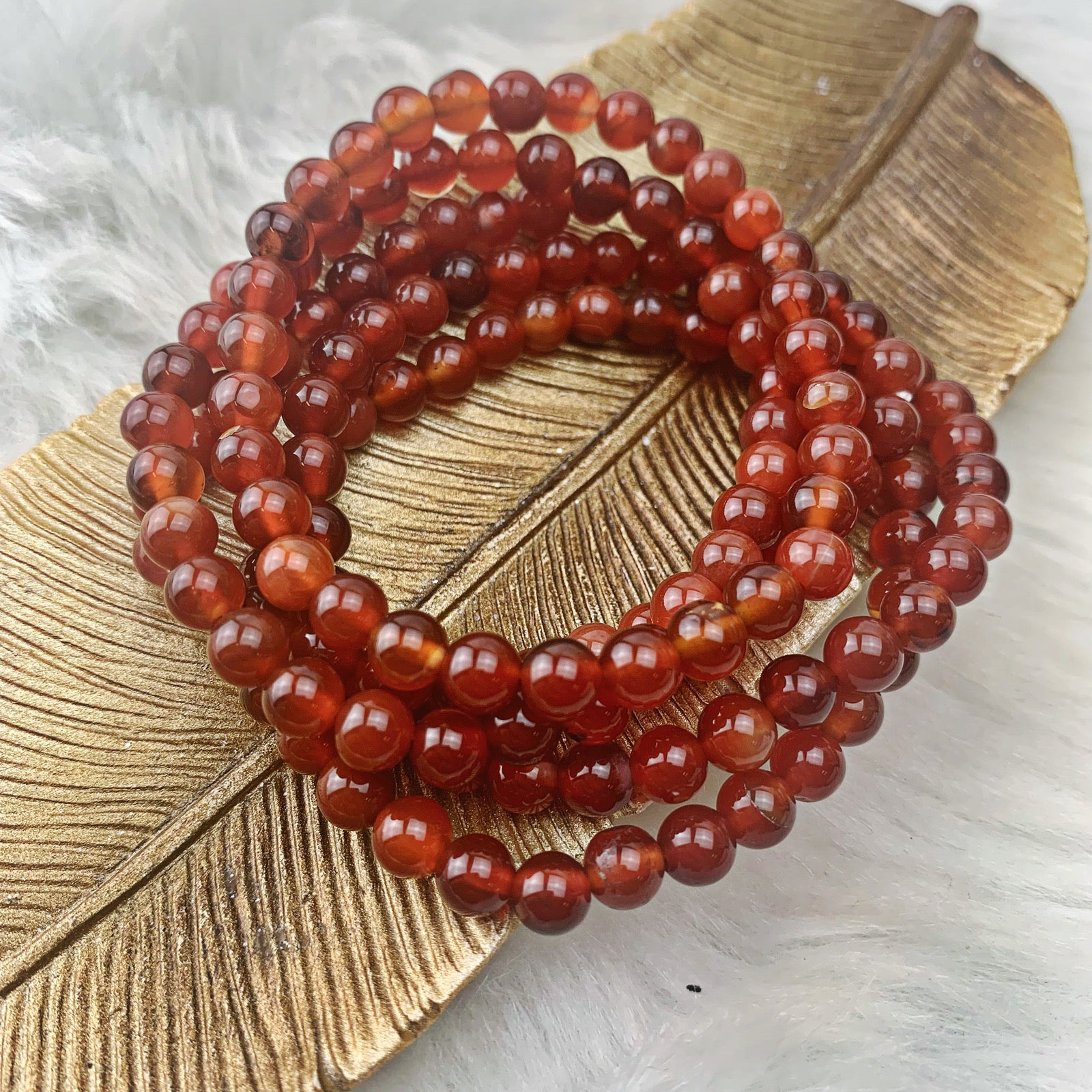 Carnelian Stretch Bracelet 6 mm - The Bead Shoppe & Enclave Gems